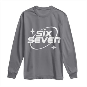 Funny Six Seven Long Sleeve Shirt Cool 67 Meme Y2K Gen Alpha Slang TS02 Charcoal Print Your Wear