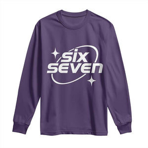 Funny Six Seven Long Sleeve Shirt Cool 67 Meme Y2K Gen Alpha Slang TS02 Purple Print Your Wear