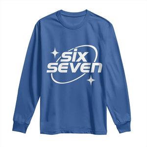Funny Six Seven Long Sleeve Shirt Cool 67 Meme Y2K Gen Alpha Slang TS02 Royal Blue Print Your Wear