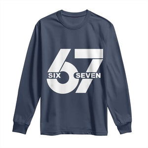 Funny Six Seven 67 Meme Long Sleeve Shirt Bold Graphic TS02 Navy Print Your Wear