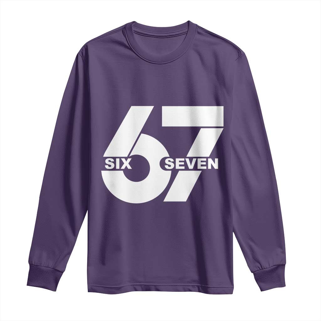 Funny Six Seven 67 Meme Long Sleeve Shirt Bold Graphic TS02 Purple Print Your Wear