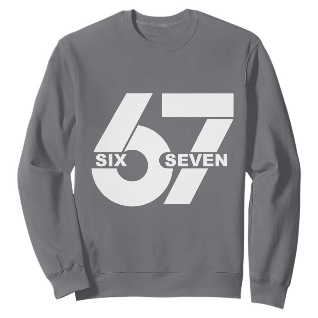 Funny Six Seven 67 Meme Sweatshirt Bold Graphic TS02 Charcoal Print Your Wear