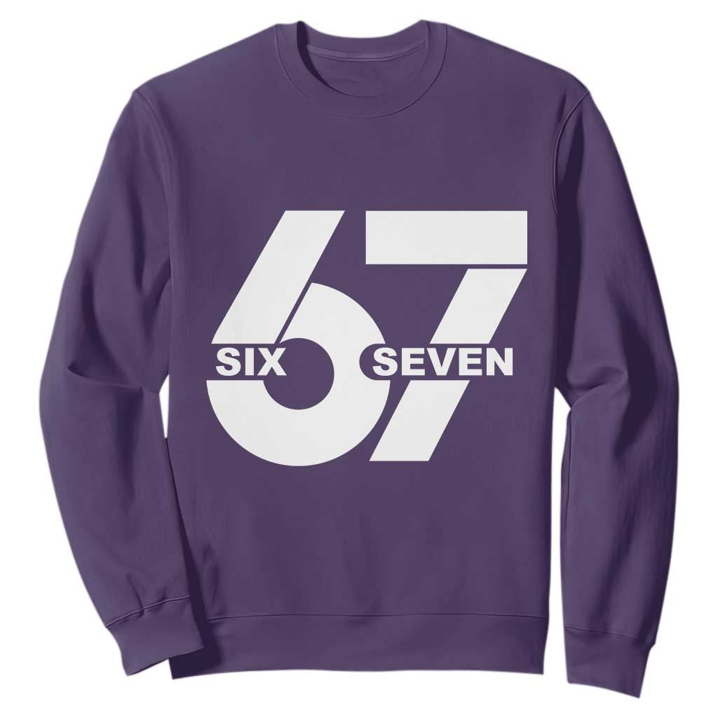 Funny Six Seven 67 Meme Sweatshirt Bold Graphic TS02 Purple Print Your Wear