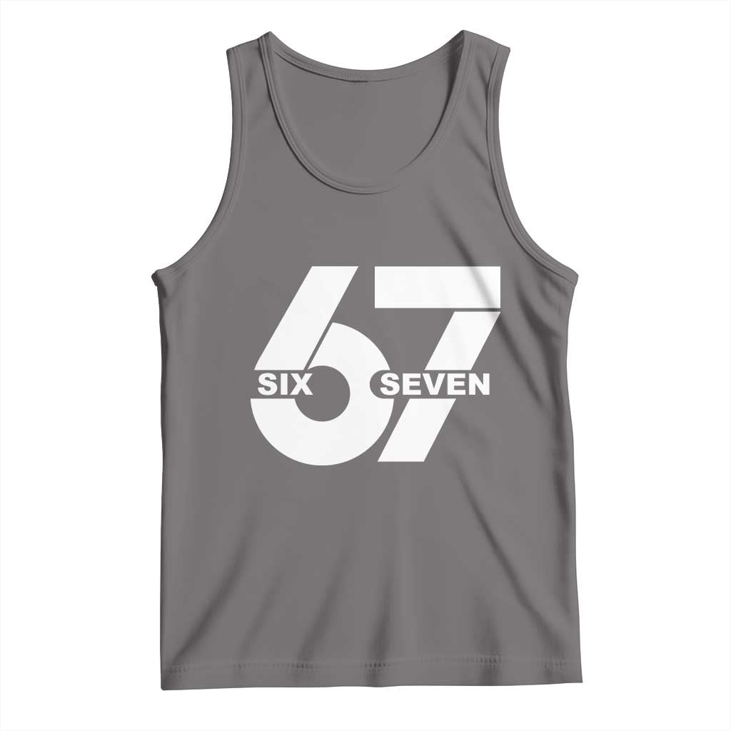 Funny Six Seven 67 Meme Tank Top Bold Graphic TS02 Deep Heather Print Your Wear