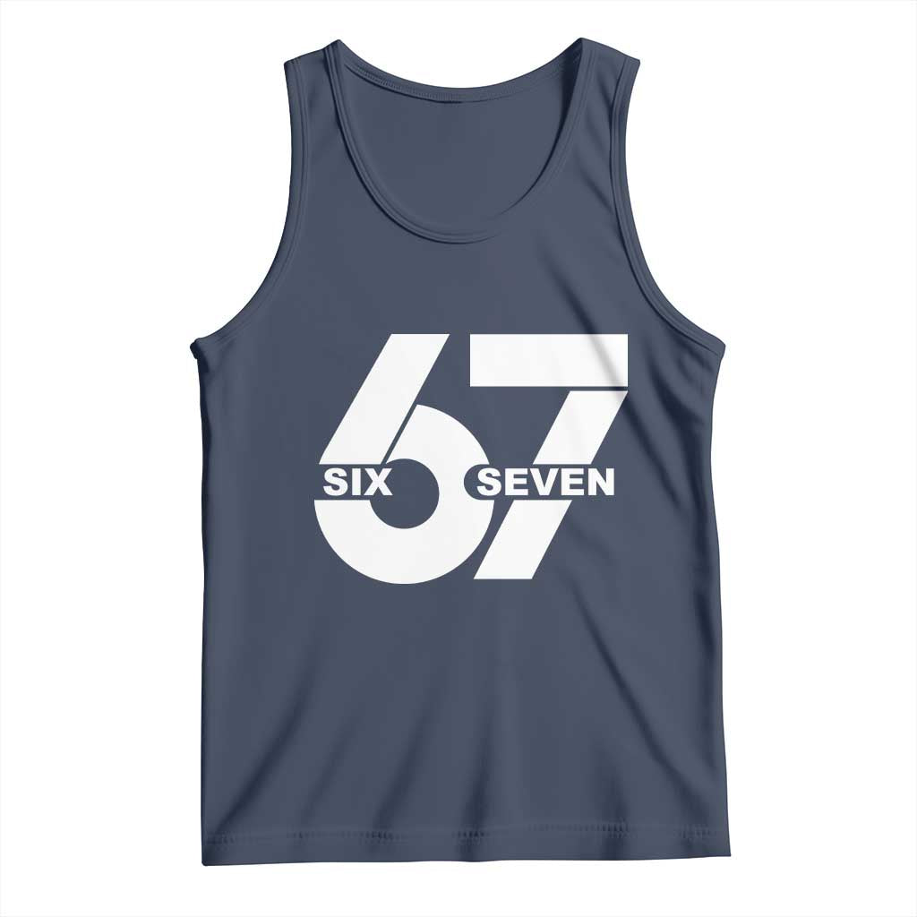 Funny Six Seven 67 Meme Tank Top Bold Graphic TS02 Navy Print Your Wear