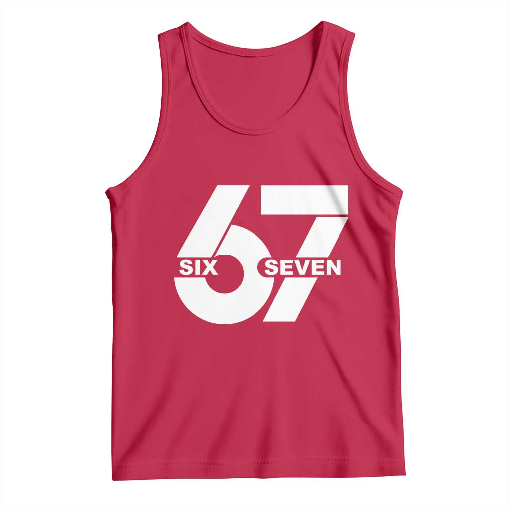 Funny Six Seven 67 Meme Tank Top Bold Graphic TS02 Red Print Your Wear