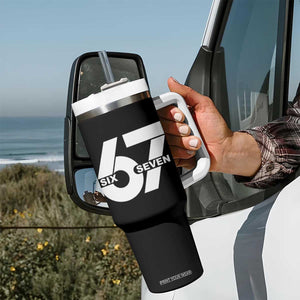 Funny Six Seven 67 Meme Tumbler With Handle Bold Graphic TS02 Print Your Wear