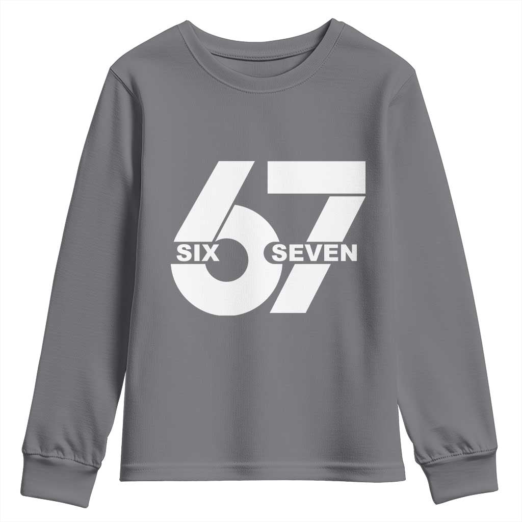 Funny Six Seven 67 Meme Youth Sweatshirt Bold Graphic TS02 Charcoal Print Your Wear