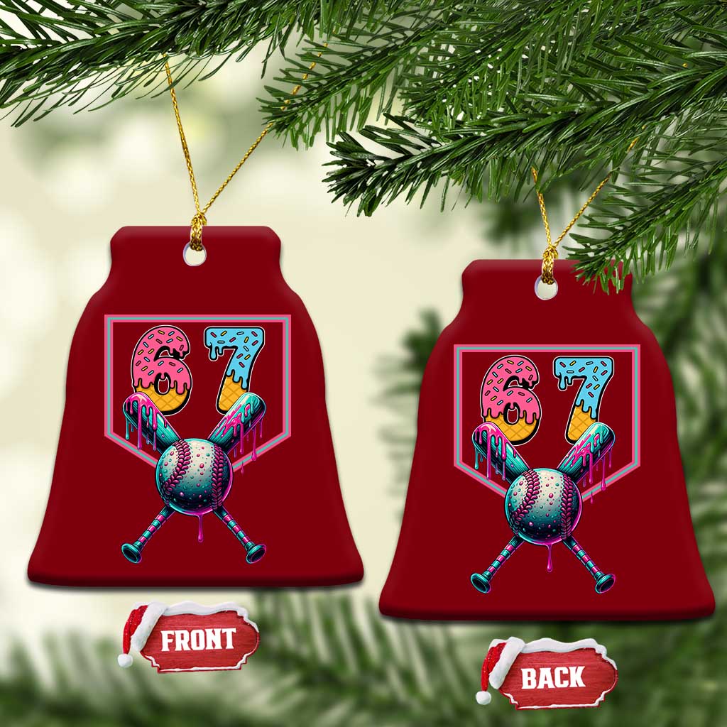 Funny Six Seven Baseball Drip Ceramic Ornament Number 67 Meme Drippy Bats TS02 Print Your Wear