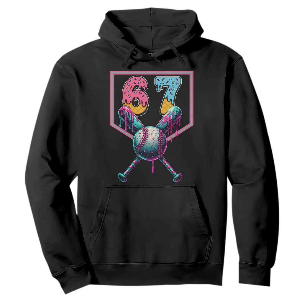 Funny Six Seven Baseball Drip Hoodie Number 67 Meme Drippy Bats TS02 Black Print Your Wear