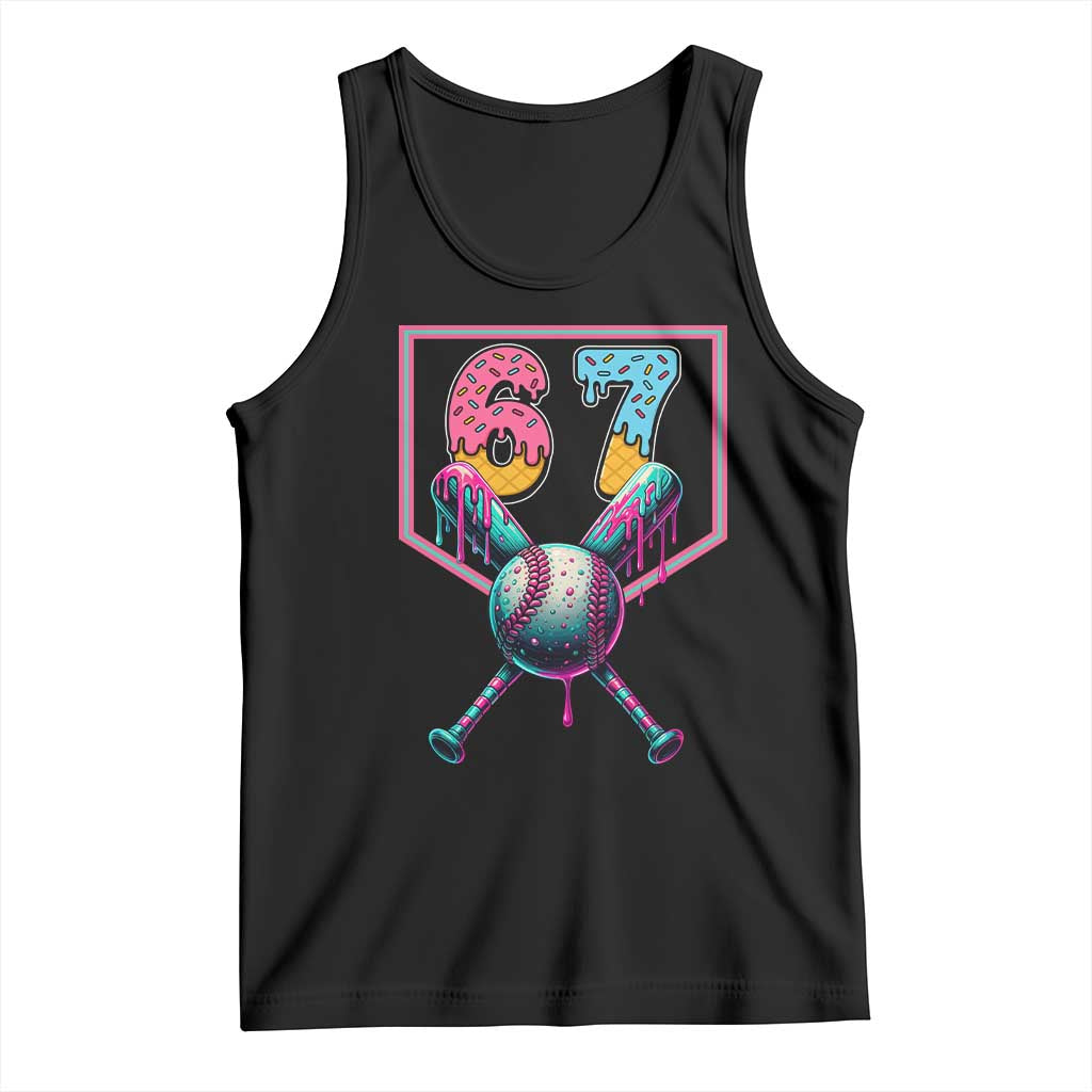 Funny Six Seven Baseball Drip Tank Top Number 67 Meme Drippy Bats TS02 Black Print Your Wear