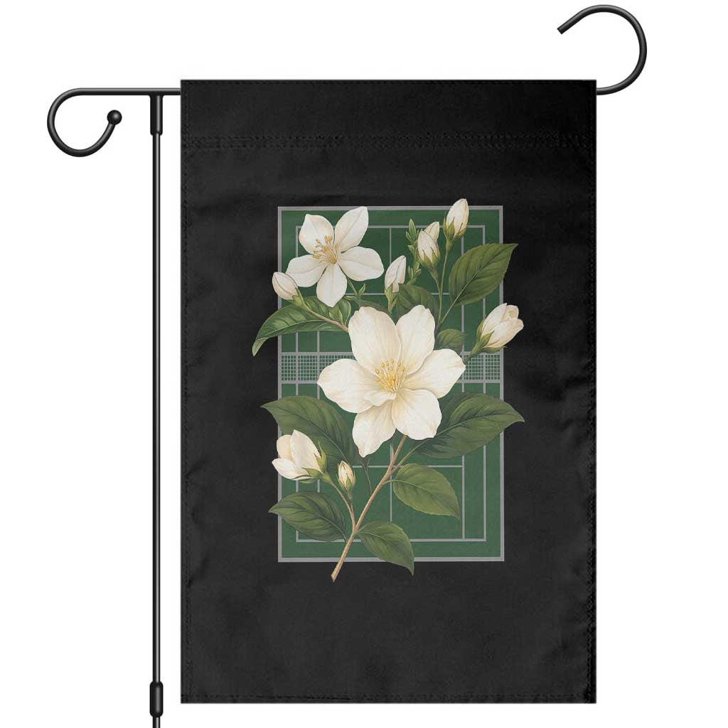 Vintage Floral Sampaguita Tennis Court Graphic Garden Flag Jasmine Botanical Preppy Aesthetic