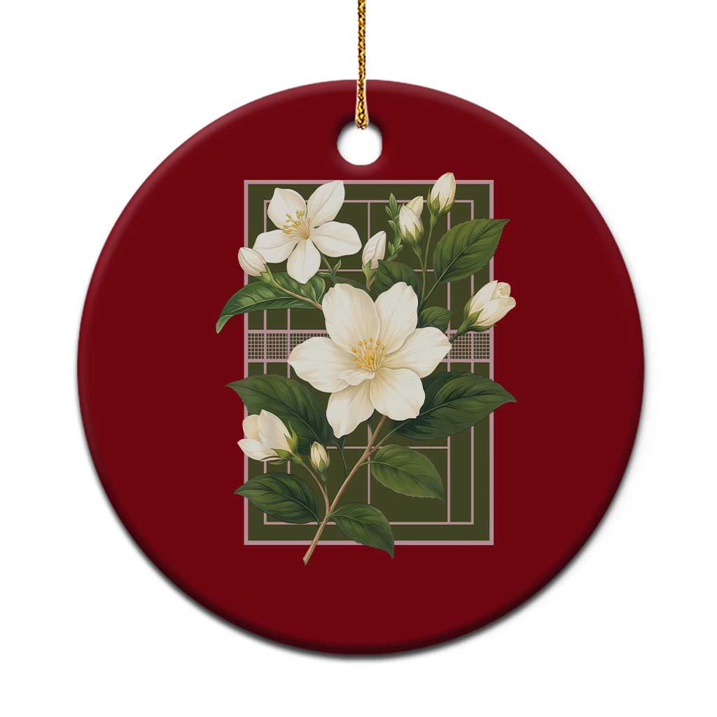 Vintage Floral Sampaguita Tennis Court Graphic Ceramic Ornament Jasmine Botanical Preppy Aesthetic