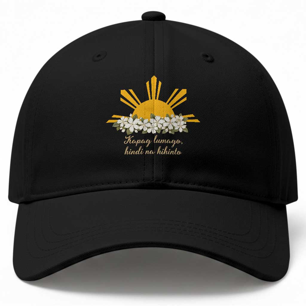 Philippine Sun Sampaguita Jasmine Floral Vintage Aesthetic Baseball Cap Kapag Lumago Hindi Na Hihinto Tagalog Motivational