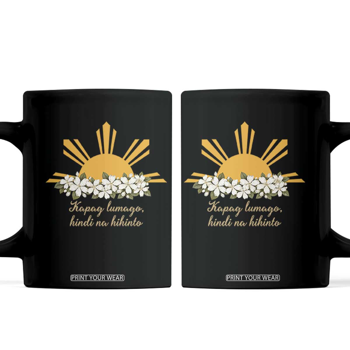 Philippine Sun Sampaguita Jasmine Floral Vintage Aesthetic Coffee Mug Kapag Lumago Hindi Na Hihinto Tagalog Motivational