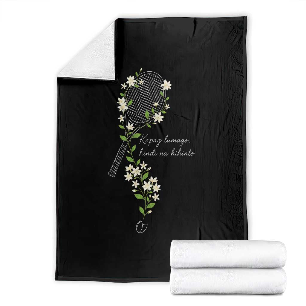 Sampaguita Floral Tennis Racket Graphic Throw Blanket Kapag Lumago Hindi Na Hihinto White Jasmine Tagalog Motivational