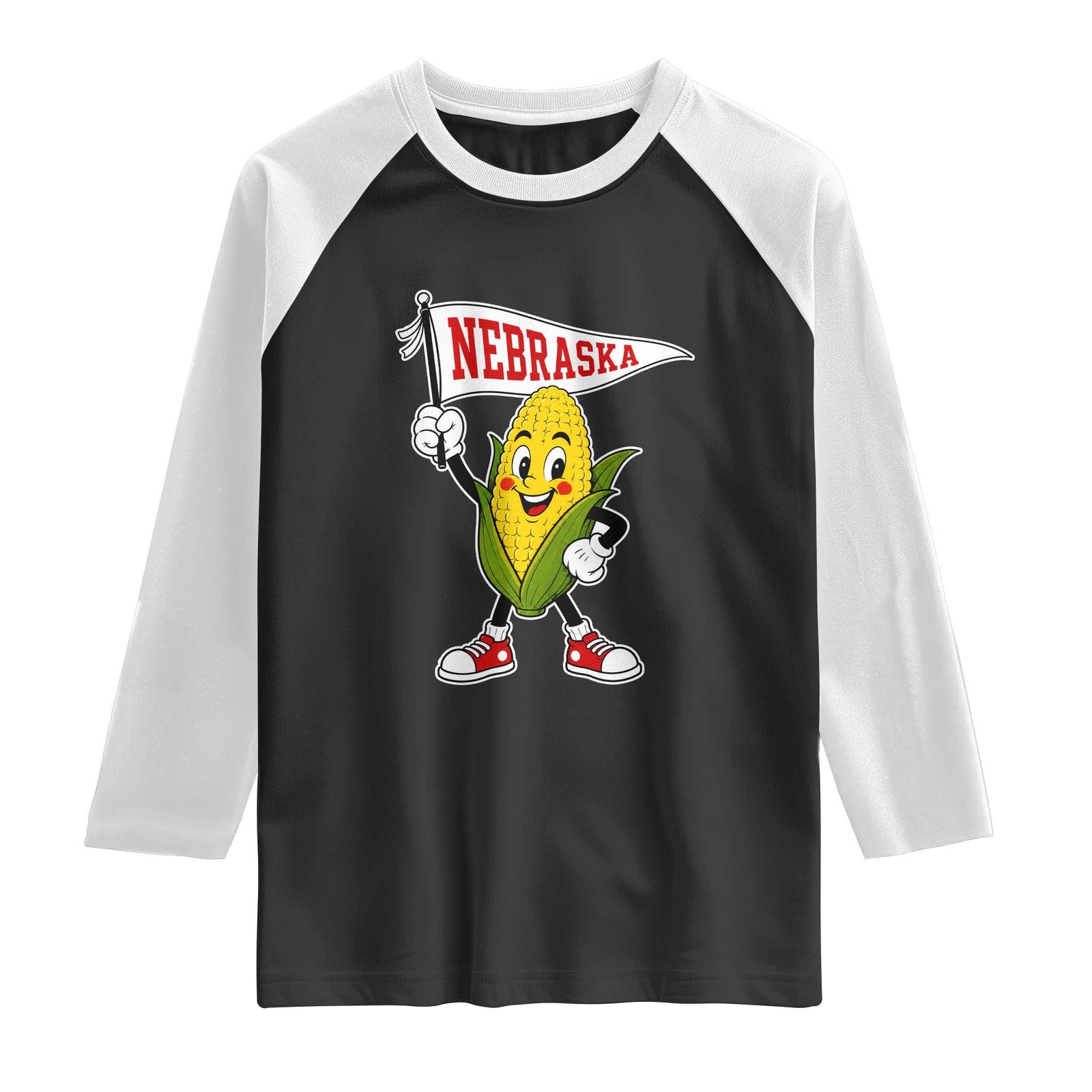 Vintage Nebraska Retro Corn Raglan Shirt Pennant Flag State Pride Gameday