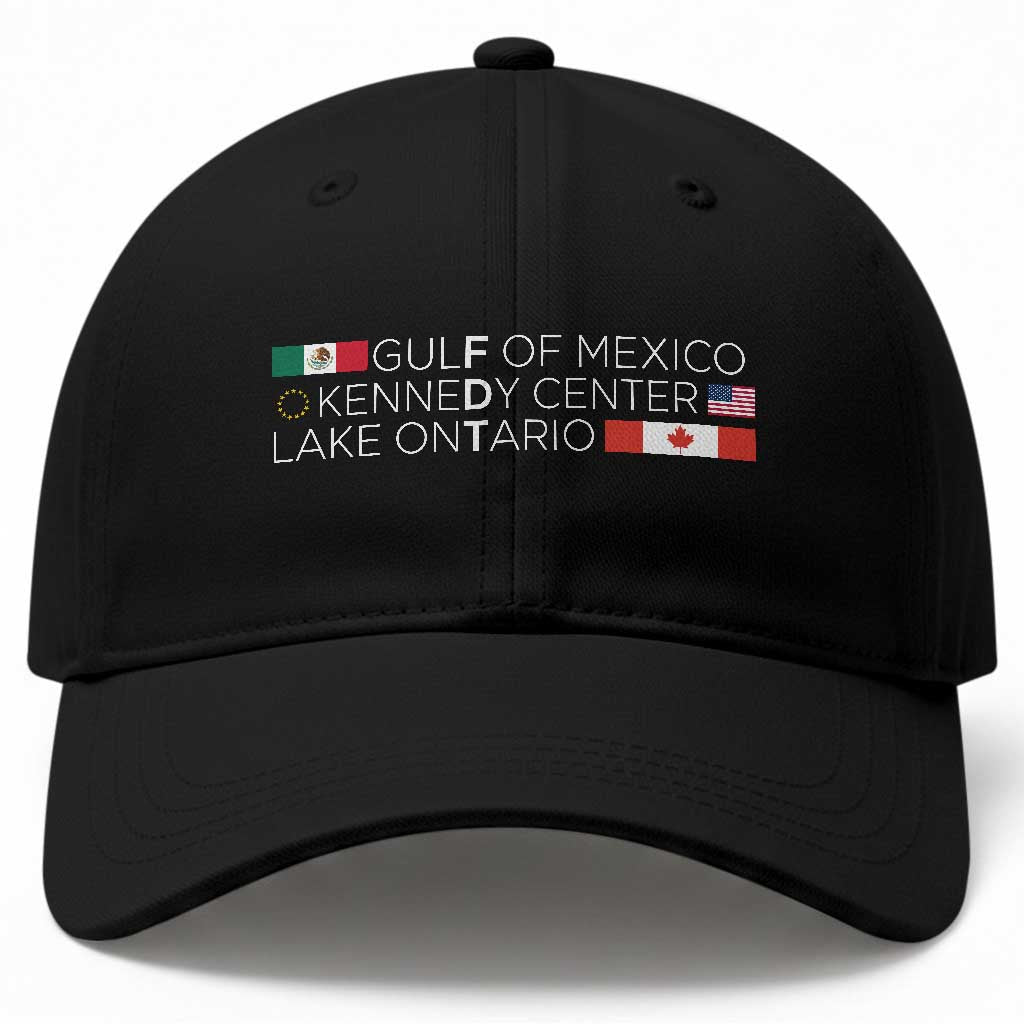 Gulf Of Mexico Kennedy Center Lake Ontario Subtle FDT Satire Baseball Cap Still and Forever Flags Statement
