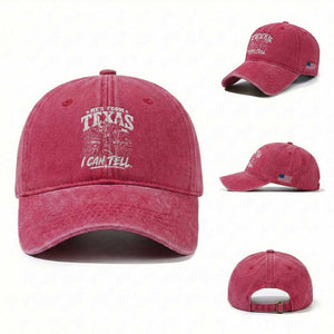 Hes From Texas I Can Tell Skeleton Horror Graphic Washed Cotton Baseball Cap Wielding A Chainsaw Lone Star Flag