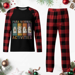 Para Normal Activities Cute Ghost Sheets Graphic Plaid Pajama Set Paramedic EMS Parent Funny Halloween Gift