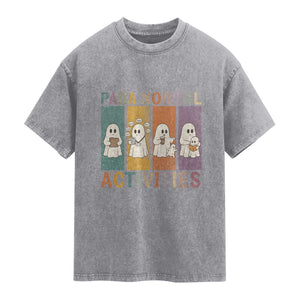 Para Normal Activities Cute Ghost Sheets Graphic Washed Cotton T-Shirt Paramedic EMS Parent Funny Halloween Gift