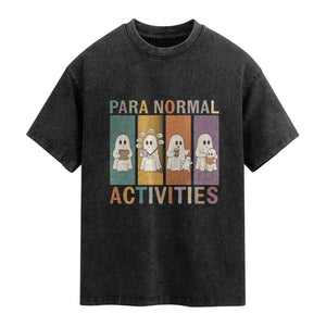 Para Normal Activities Cute Ghost Sheets Graphic Washed Cotton T-Shirt Paramedic EMS Parent Funny Halloween Gift