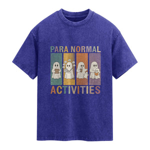 Para Normal Activities Cute Ghost Sheets Graphic Washed Cotton T-Shirt Paramedic EMS Parent Funny Halloween Gift
