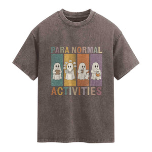 Para Normal Activities Cute Ghost Sheets Graphic Washed Cotton T-Shirt Paramedic EMS Parent Funny Halloween Gift