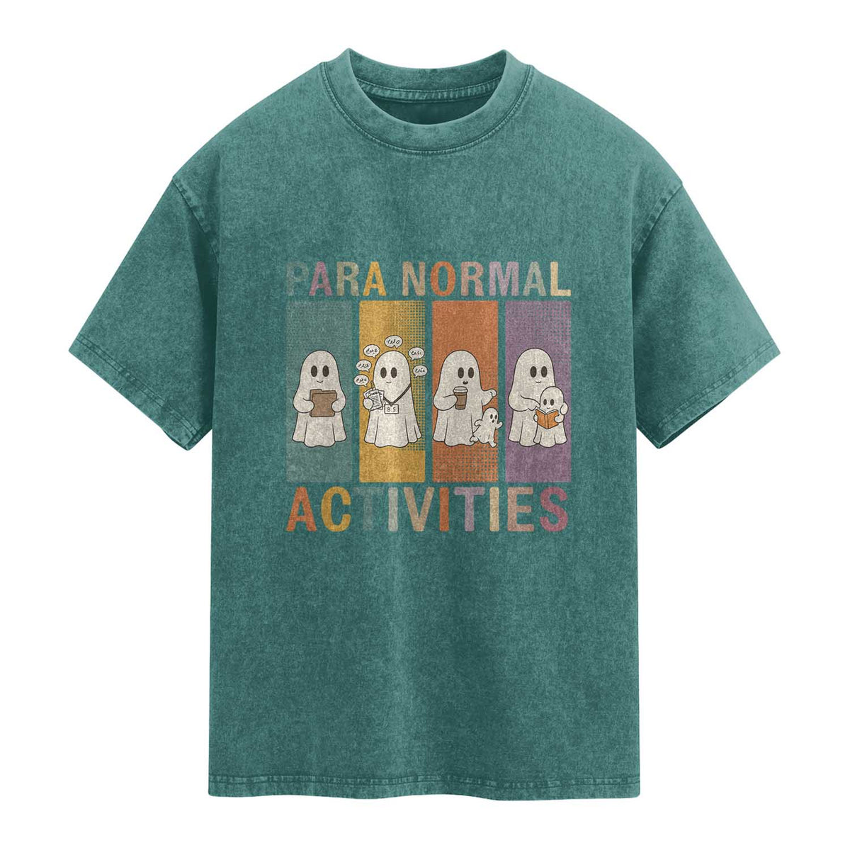 Para Normal Activities Cute Ghost Sheets Graphic Washed Cotton T-Shirt Paramedic EMS Parent Funny Halloween Gift