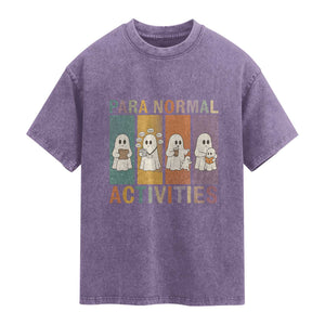 Para Normal Activities Cute Ghost Sheets Graphic Washed Cotton T-Shirt Paramedic EMS Parent Funny Halloween Gift