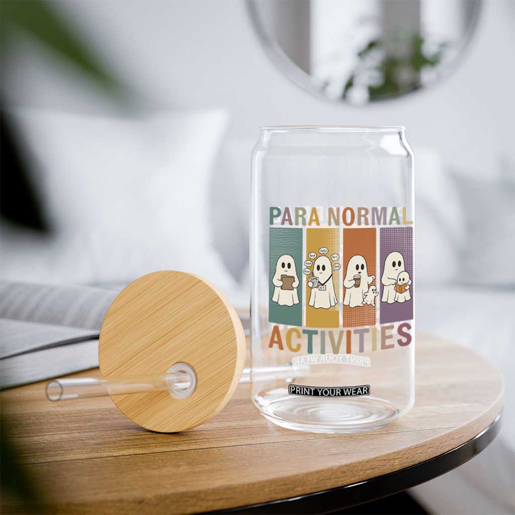 Para Normal Activities Cute Ghost Sheets Graphic Glass Can Paramedic EMS Parent Funny Halloween Gift