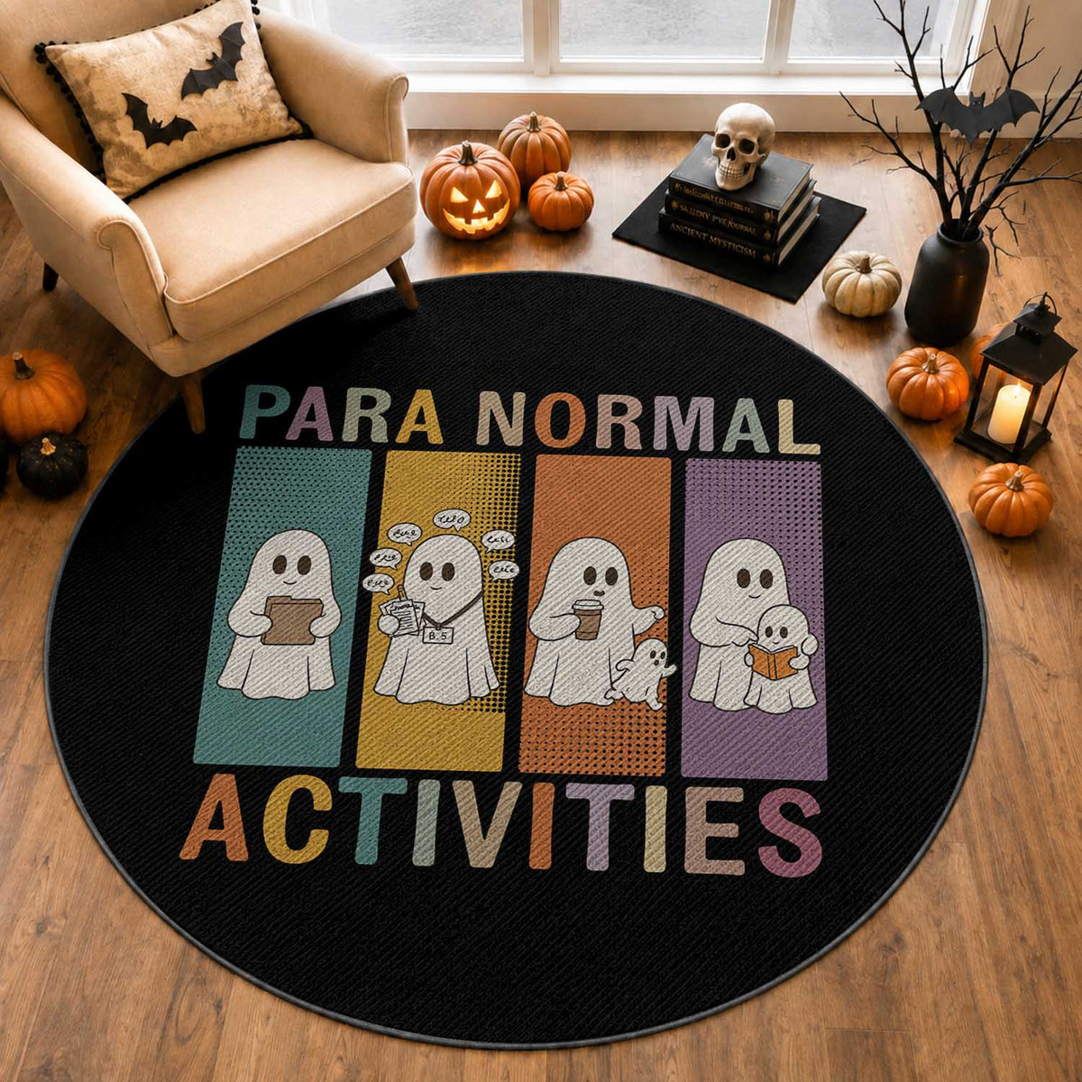 Para Normal Activities Cute Ghost Sheets Graphic Round Rug Paramedic EMS Parent Funny Halloween Gift