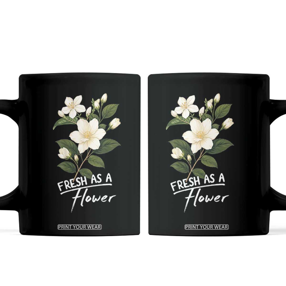 Vintage Fresh As A Flower Sampaguita Botanical Graphic Coffee Mug Elegant White Jasmine Floral Aesthetic
