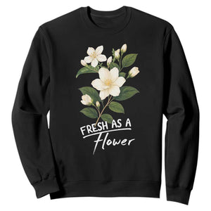 Vintage Fresh As A Flower Sampaguita Botanical Graphic Sweatshirt Elegant White Jasmine Floral Aesthetic
