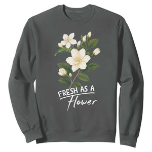 Vintage Fresh As A Flower Sampaguita Botanical Graphic Sweatshirt Elegant White Jasmine Floral Aesthetic