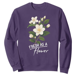 Vintage Fresh As A Flower Sampaguita Botanical Graphic Sweatshirt Elegant White Jasmine Floral Aesthetic