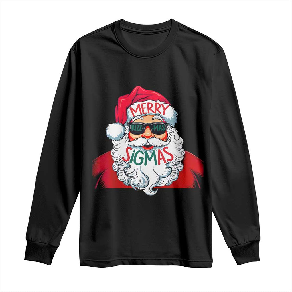 Funny Santa Rizz Christmas Long Sleeve Shirt Merry Rizzmas Sigmas Xmas Gen Alpha Middle School TS02 Black Print Your Wear