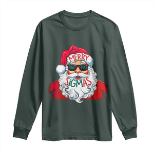 Funny Santa Rizz Christmas Long Sleeve Shirt Merry Rizzmas Sigmas Xmas Gen Alpha Middle School TS02 Dark Forest Green Print Your Wear