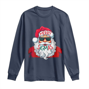 Funny Santa Rizz Christmas Long Sleeve Shirt Merry Rizzmas Sigmas Xmas Gen Alpha Middle School TS02 Navy Print Your Wear