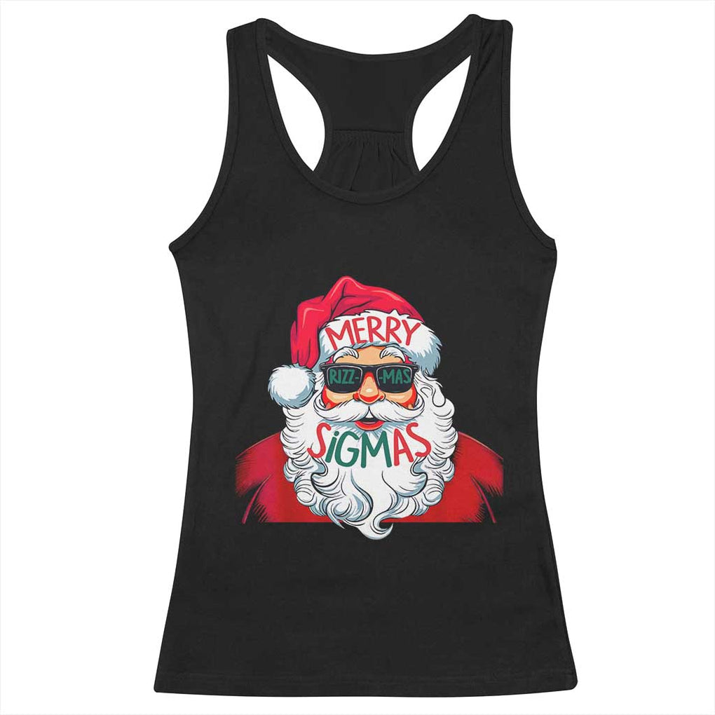 Funny Santa Rizz Christmas Racerback Tank Top Merry Rizzmas Sigmas Xmas Gen Alpha Middle School TS02 Black Print Your Wear