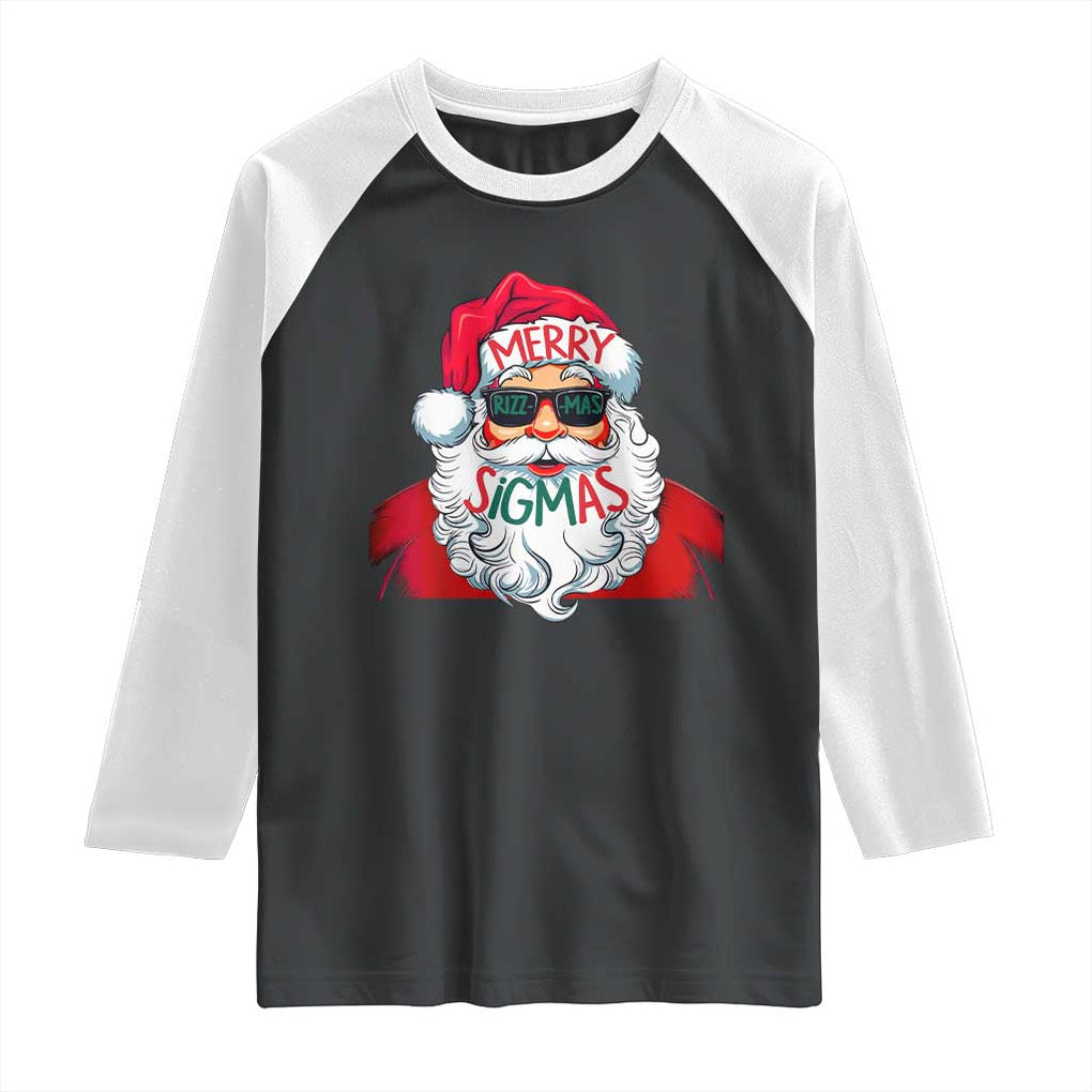 Funny Santa Rizz Christmas Raglan Shirt Merry Rizzmas Sigmas Xmas Gen Alpha Middle School TS02 Black White Print Your Wear