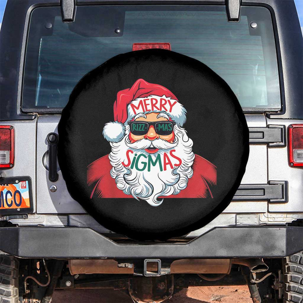 Funny Santa Rizz Christmas Spare Tire Cover Merry Rizzmas Sigmas Xmas Gen Alpha Middle School TS02 No hole Black Print Your Wear