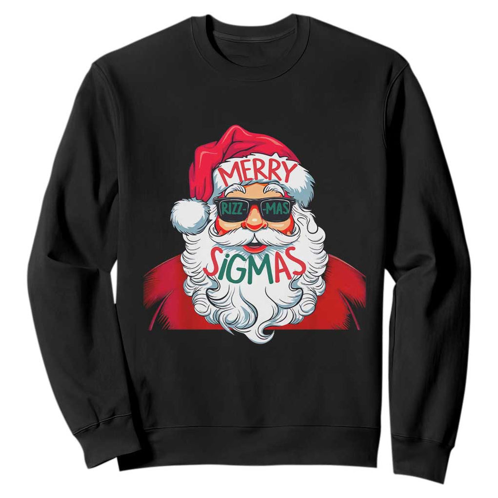 Funny Santa Rizz Christmas Sweatshirt Merry Rizzmas Sigmas Xmas Gen Alpha Middle School TS02 Black Print Your Wear