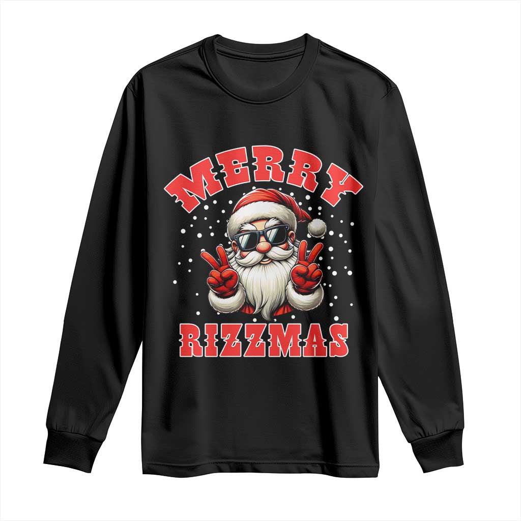 Funny Santa Rizz Christmas Long Sleeve Shirt Merry Rizzmas Claus Funny Xmas TS02 Black Print Your Wear