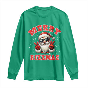 Funny Santa Rizz Christmas Long Sleeve Shirt Merry Rizzmas Claus Funny Xmas TS02 Irish Green Print Your Wear