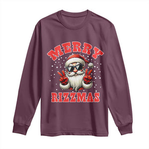 Funny Santa Rizz Christmas Long Sleeve Shirt Merry Rizzmas Claus Funny Xmas TS02 Maroon Print Your Wear