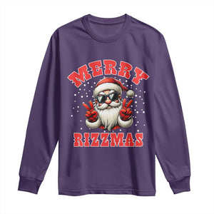 Funny Santa Rizz Christmas Long Sleeve Shirt Merry Rizzmas Claus Funny Xmas TS02 Purple Print Your Wear