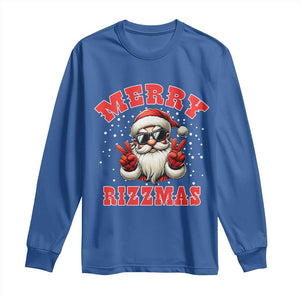 Funny Santa Rizz Christmas Long Sleeve Shirt Merry Rizzmas Claus Funny Xmas TS02 Royal Blue Print Your Wear