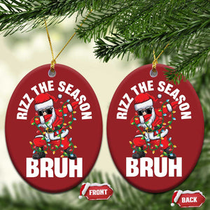 Funny Dabbing Santa Rizz Xmas Christmas Ornament Rizz The Season Bruh Xmas Lights TS02 Oval Red Print Your Wear