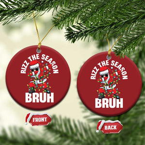 Funny Dabbing Santa Rizz Xmas Christmas Ornament Rizz The Season Bruh Xmas Lights TS02 Circle Red Print Your Wear